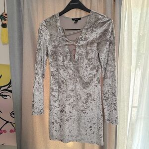Forever 21 Gray Crushed Velvet Bodycon Dress
